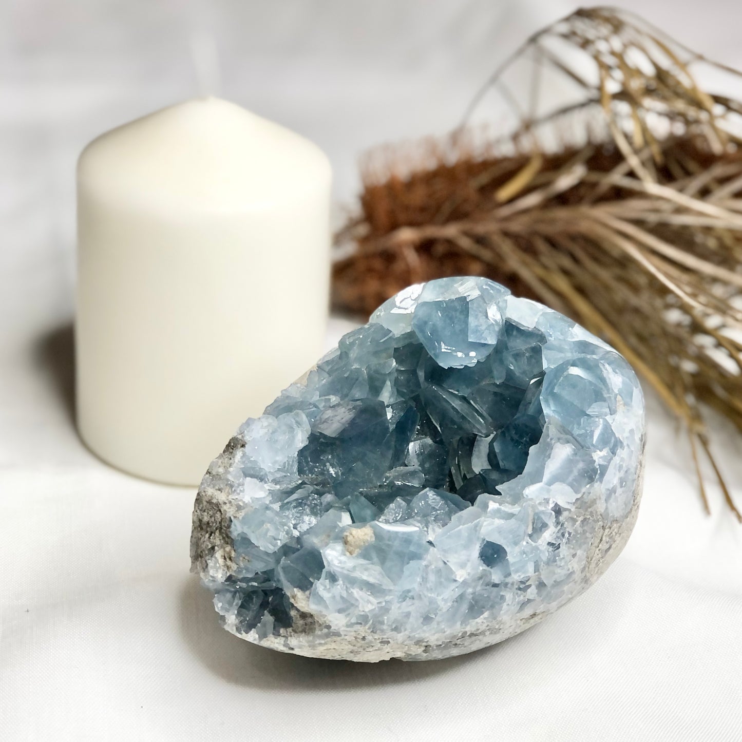 Celestite A grade half egg cave geode crystal cluster L 1kg