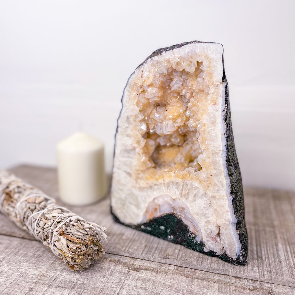 Citrine natural light A grade cathedral cave geode crystal L