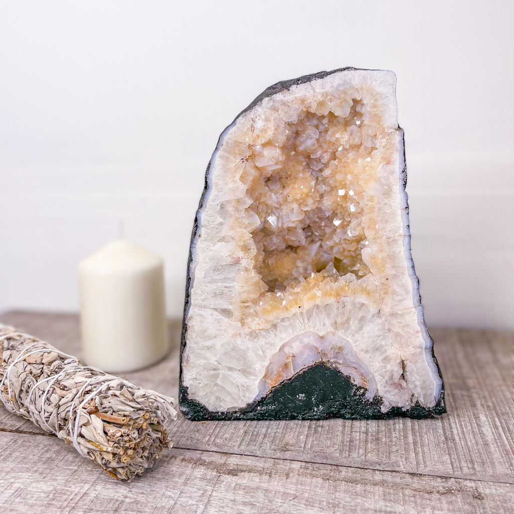 Citrine natural light A grade cathedral cave geode crystal L