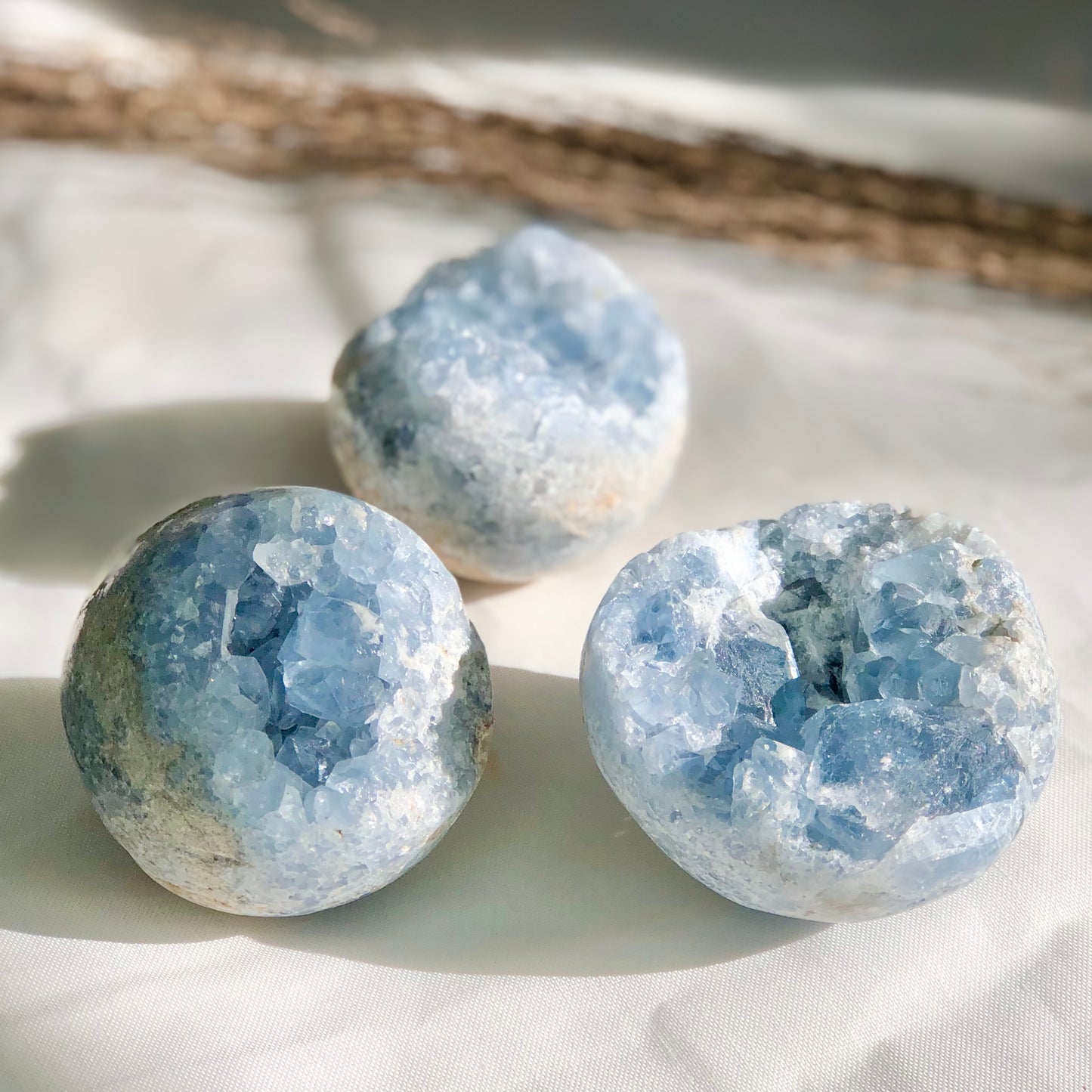 Celestite cluster crystal 1/2 egg or sphere