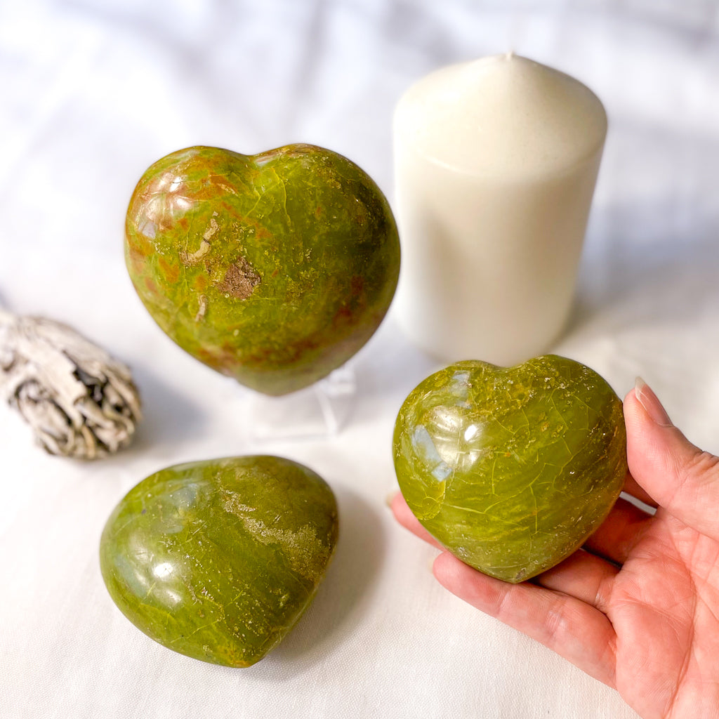 Green opal heart shaped crystal