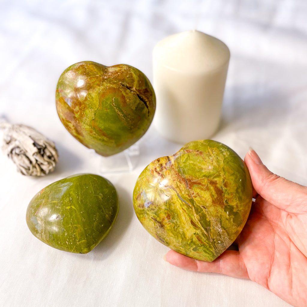 Green opal heart shaped crystal