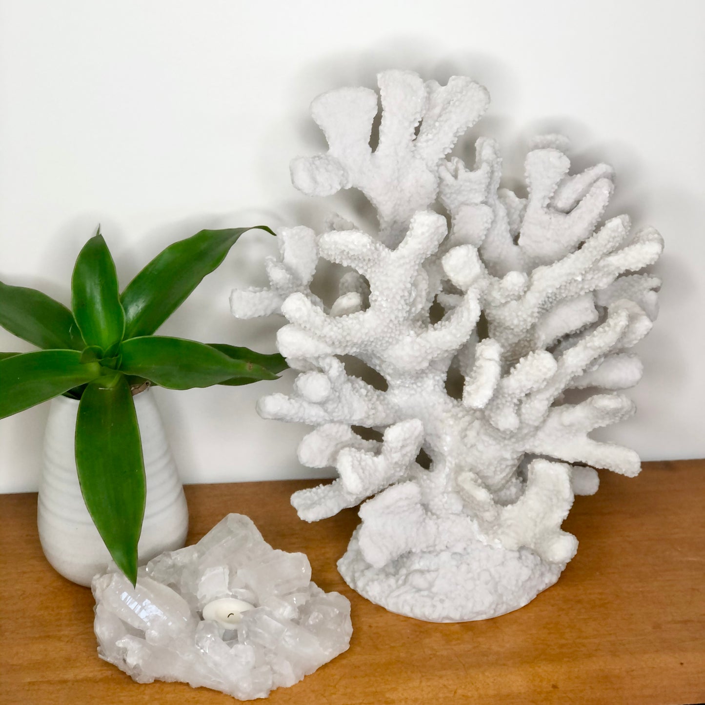 Coral faux decor white XL