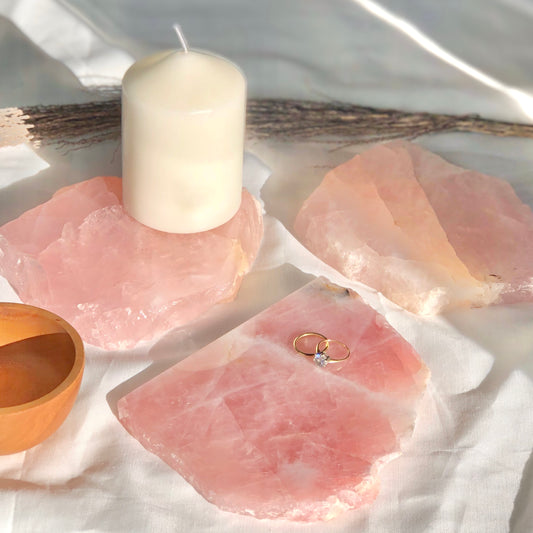 Rose quartz crystal polished slab A grade