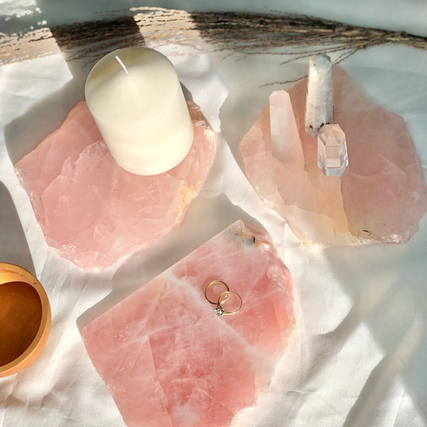 Rose quartz crystal polished slab A grade