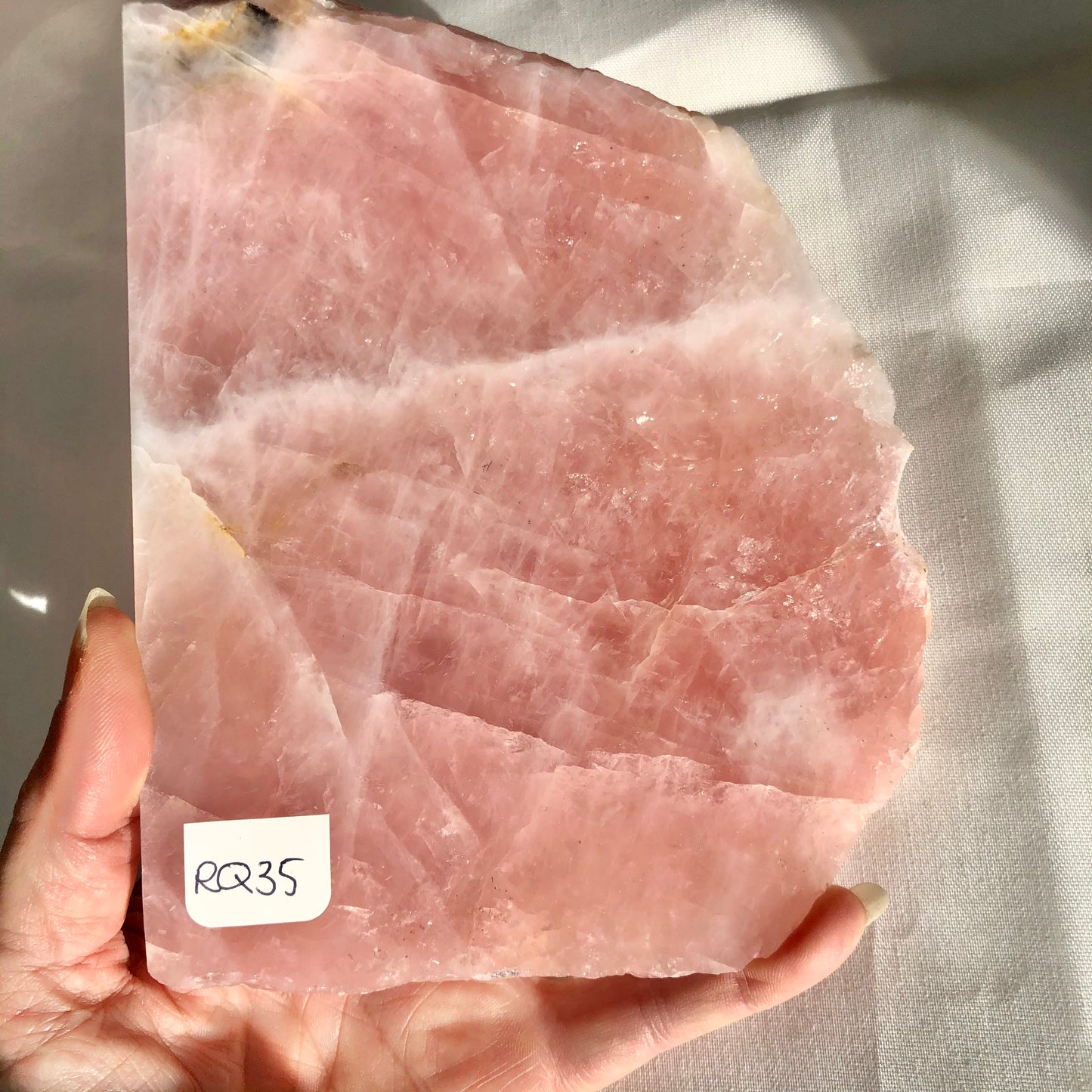 Rose quartz crystal polished slab A grade