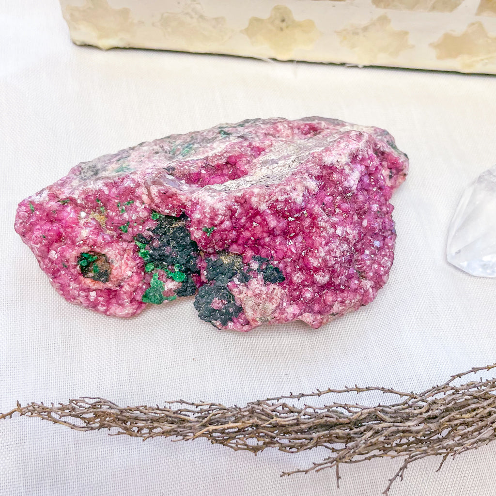 Pink Colbolto Calcite+ Malachite crystal cluster 170