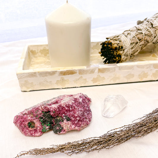 Pink Colbolto Calcite+ Malachite crystal cluster 170