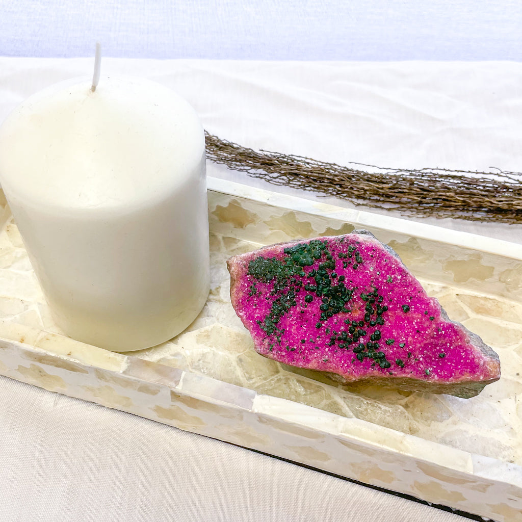 Pink Colbolto Calcite+ Malachite crystal cluster 350