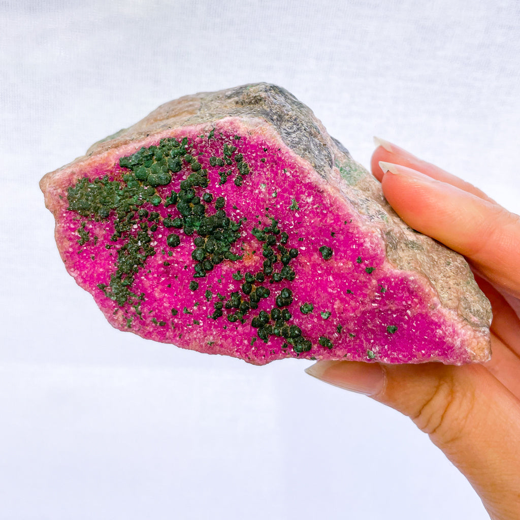 Pink Colbolto Calcite+ Malachite crystal cluster 350