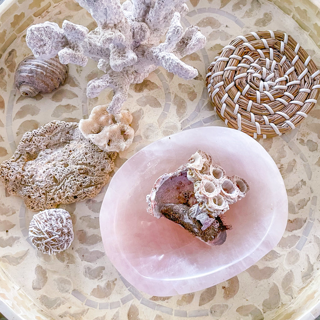 Rose quartz crystal polished large bowl 1.2kg