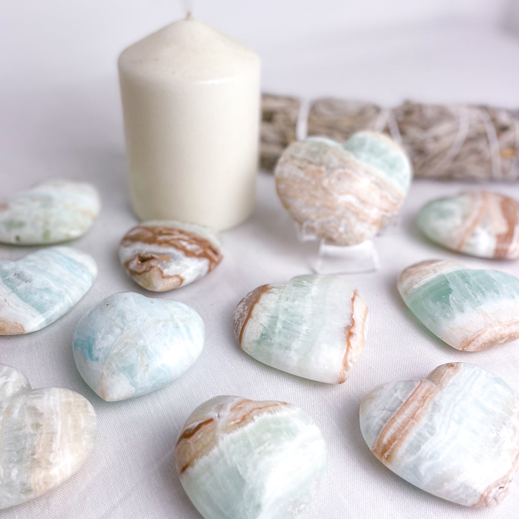 Caribbean calcite heart shaped crystal