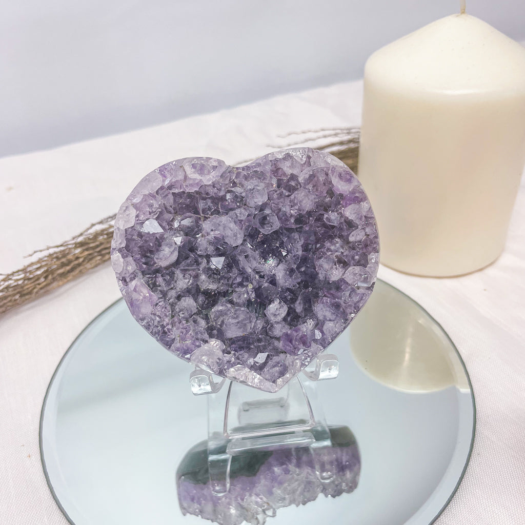 Amethyst crystal polished edge cluster heart 160g