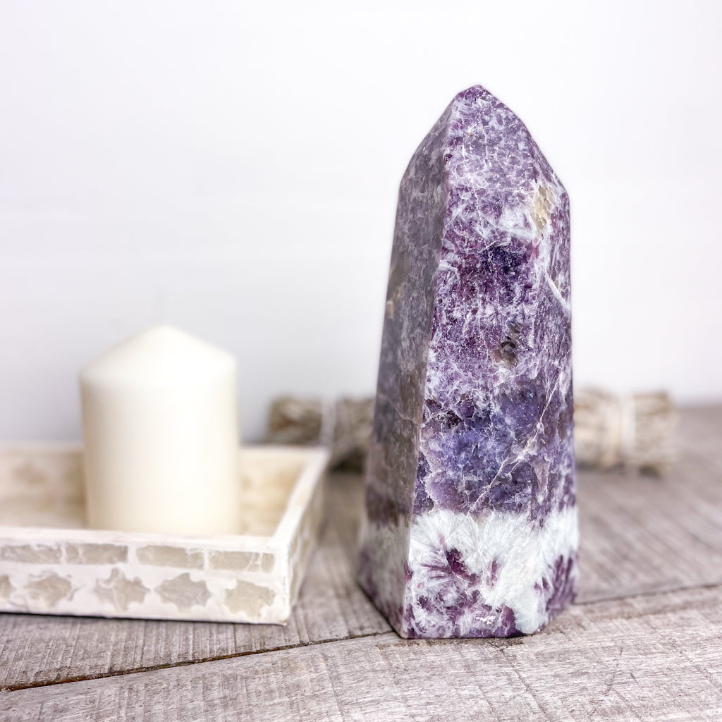 Lepidolite + Smoky quartz crystal generator tower XL 1.75kg
