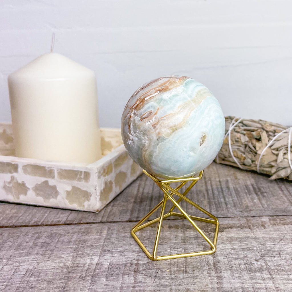 Caribbean Calcite crystal sphere 300g
