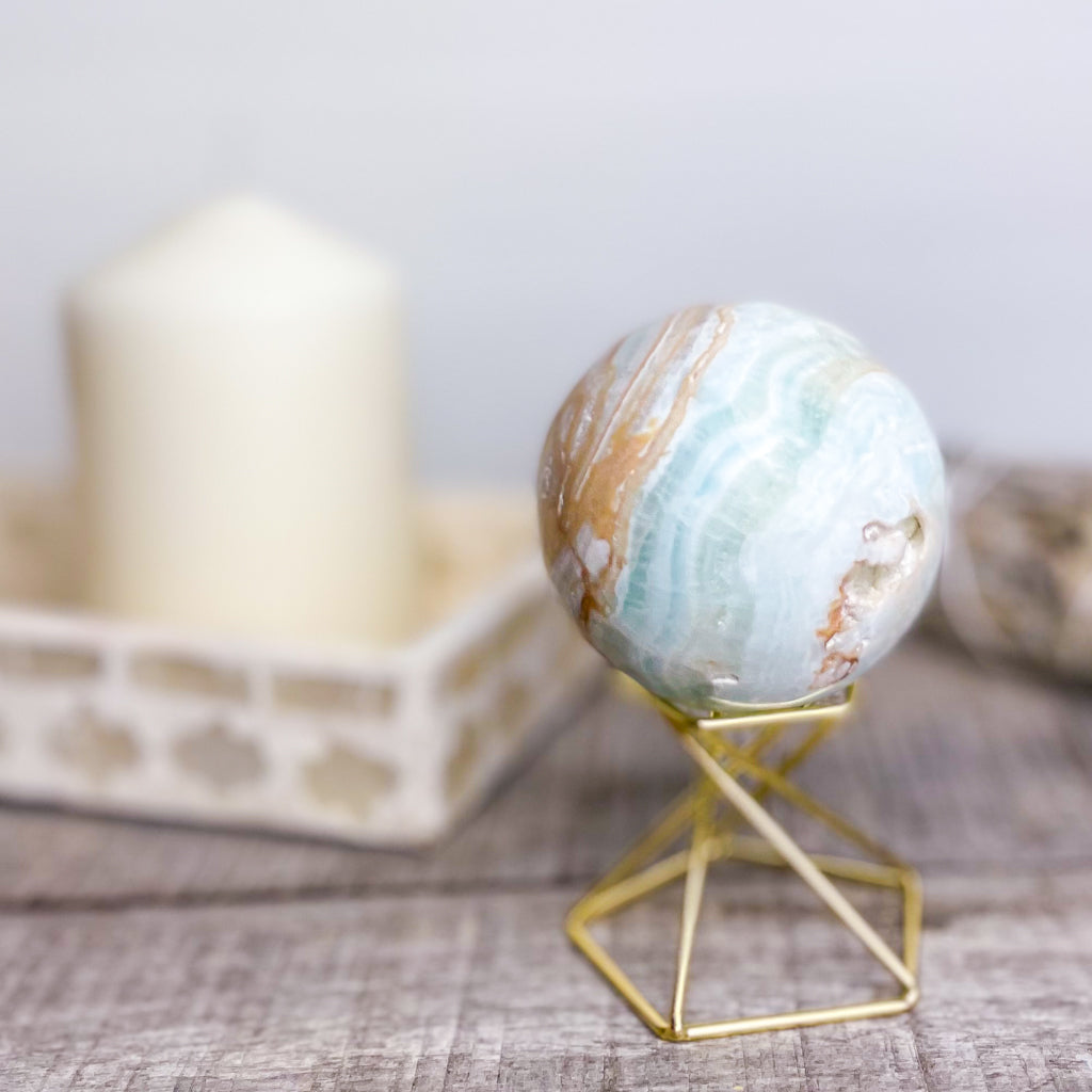 Caribbean Calcite crystal sphere 300g