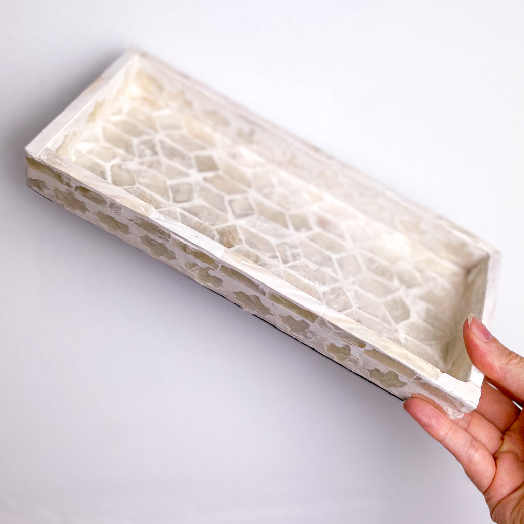 Mother of pearl capiz shell inlay tray S