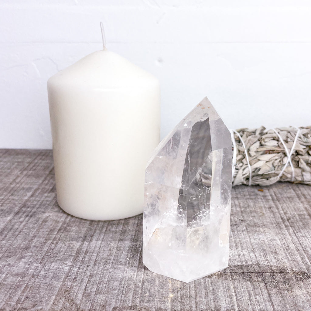 Clear quartz crystal point generator tower 210g