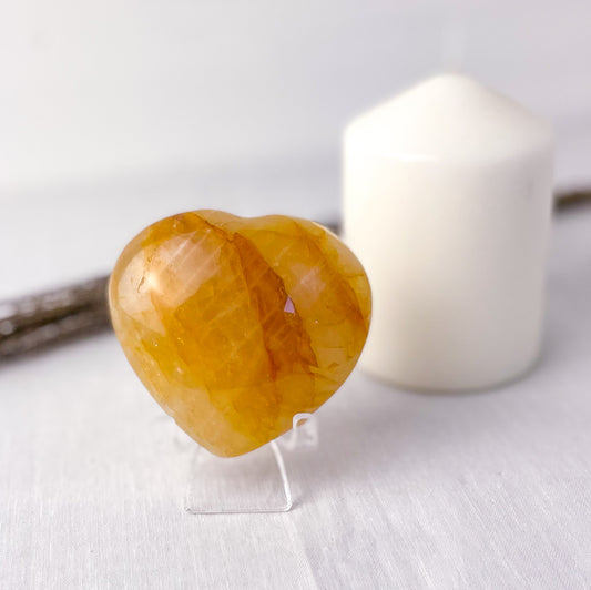 Golden healer quartz crystal polished heart L