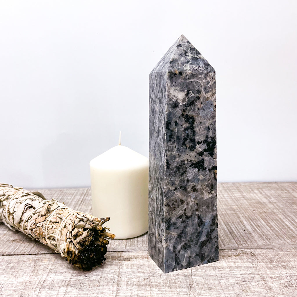 Larvikite crystal tower pillar 900g XXL