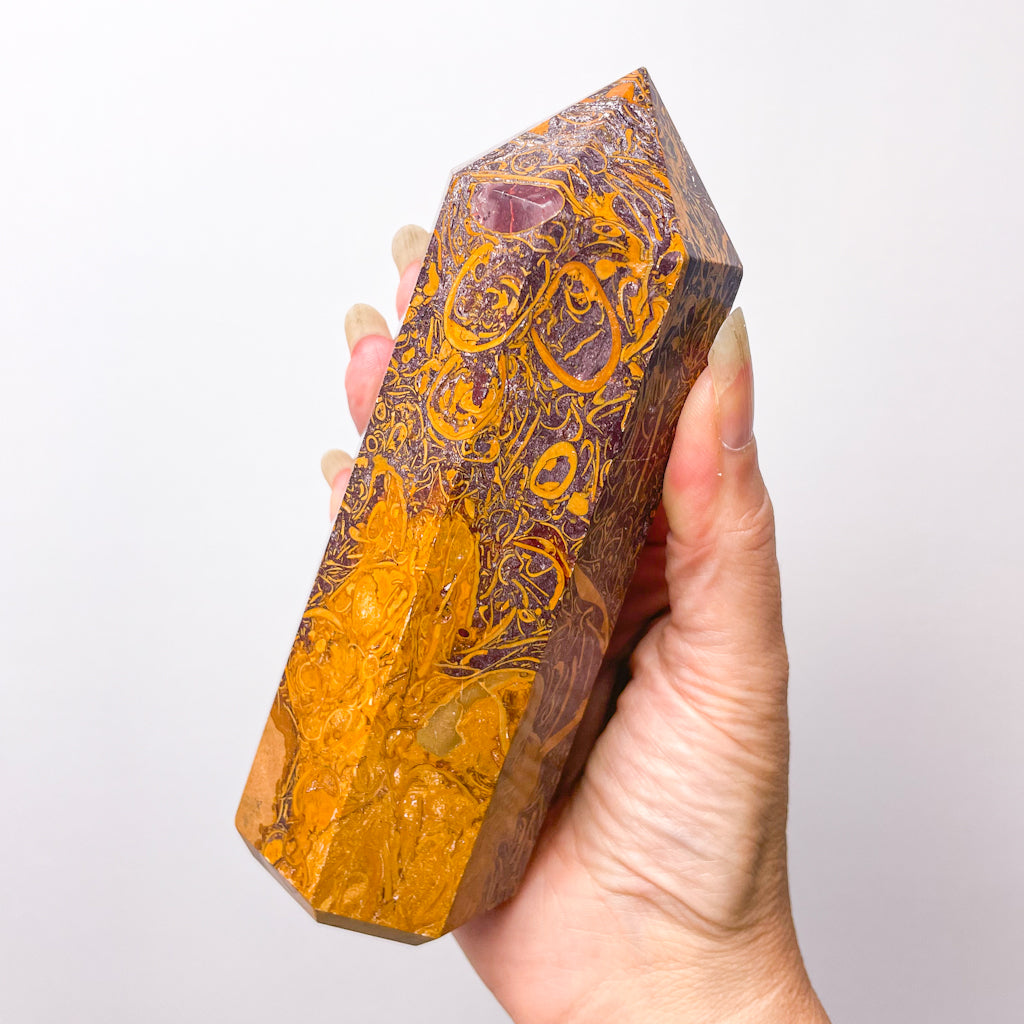 Calligraphy Jasper fossil crystal pillar tower 700g L