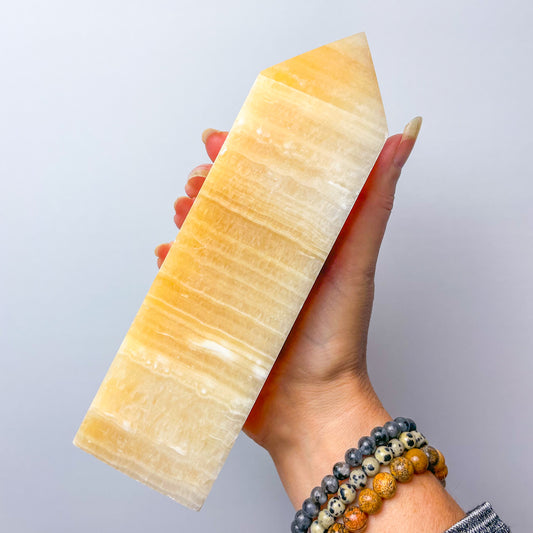 Orange calcite crystal pillar tower 900g XL