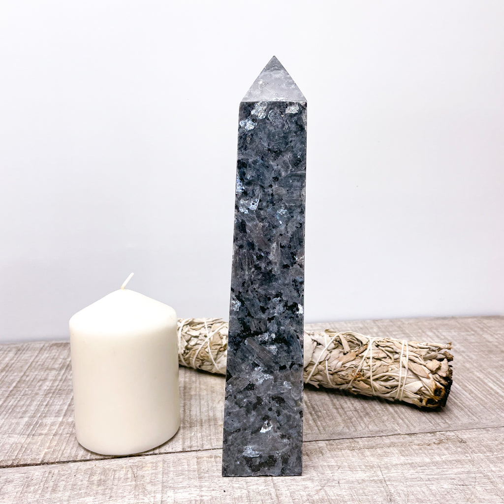 Larvikite crystal tower pillar 900g 24cm XXL