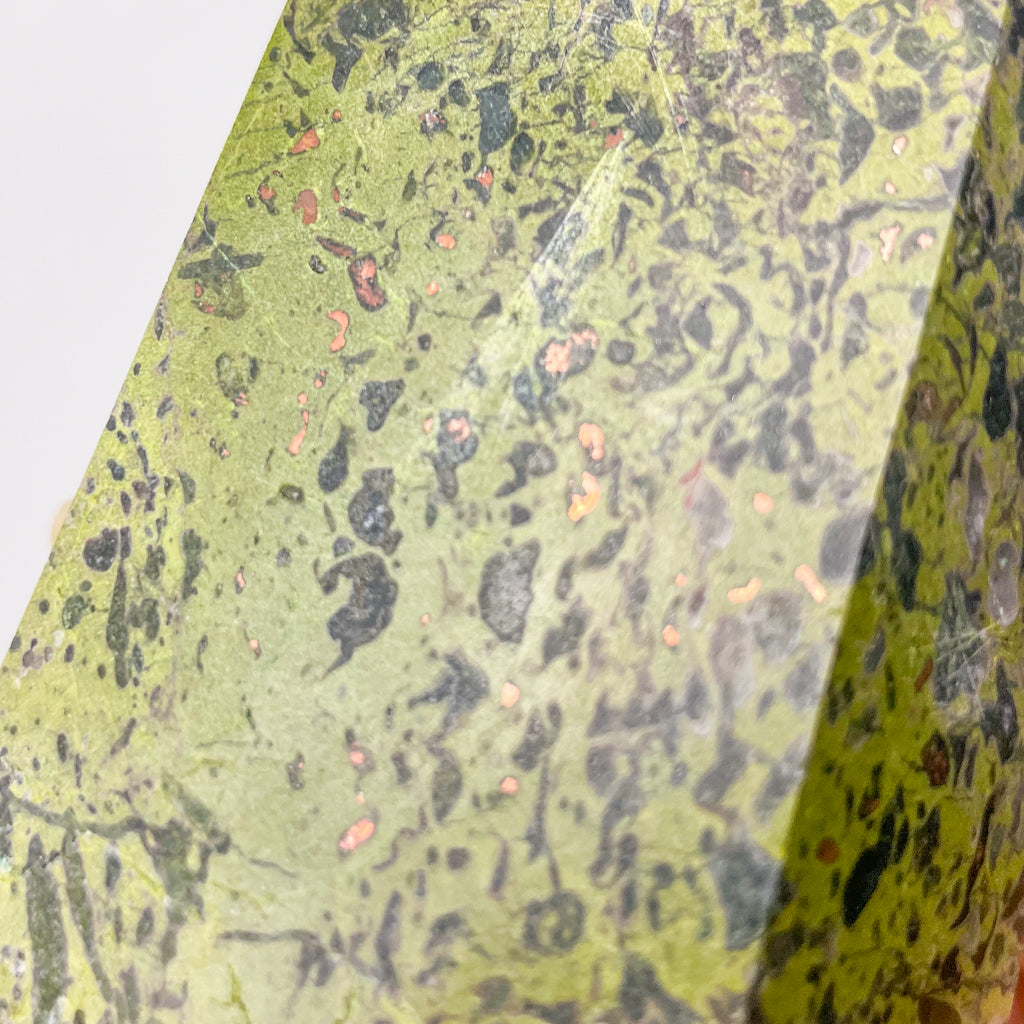 Copper in green jasper crystal tower pillar 18cm XL