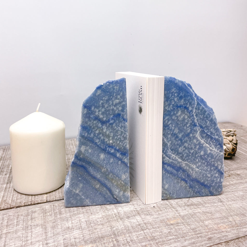 Blue aventurine crystal polished bookends 1.85kg