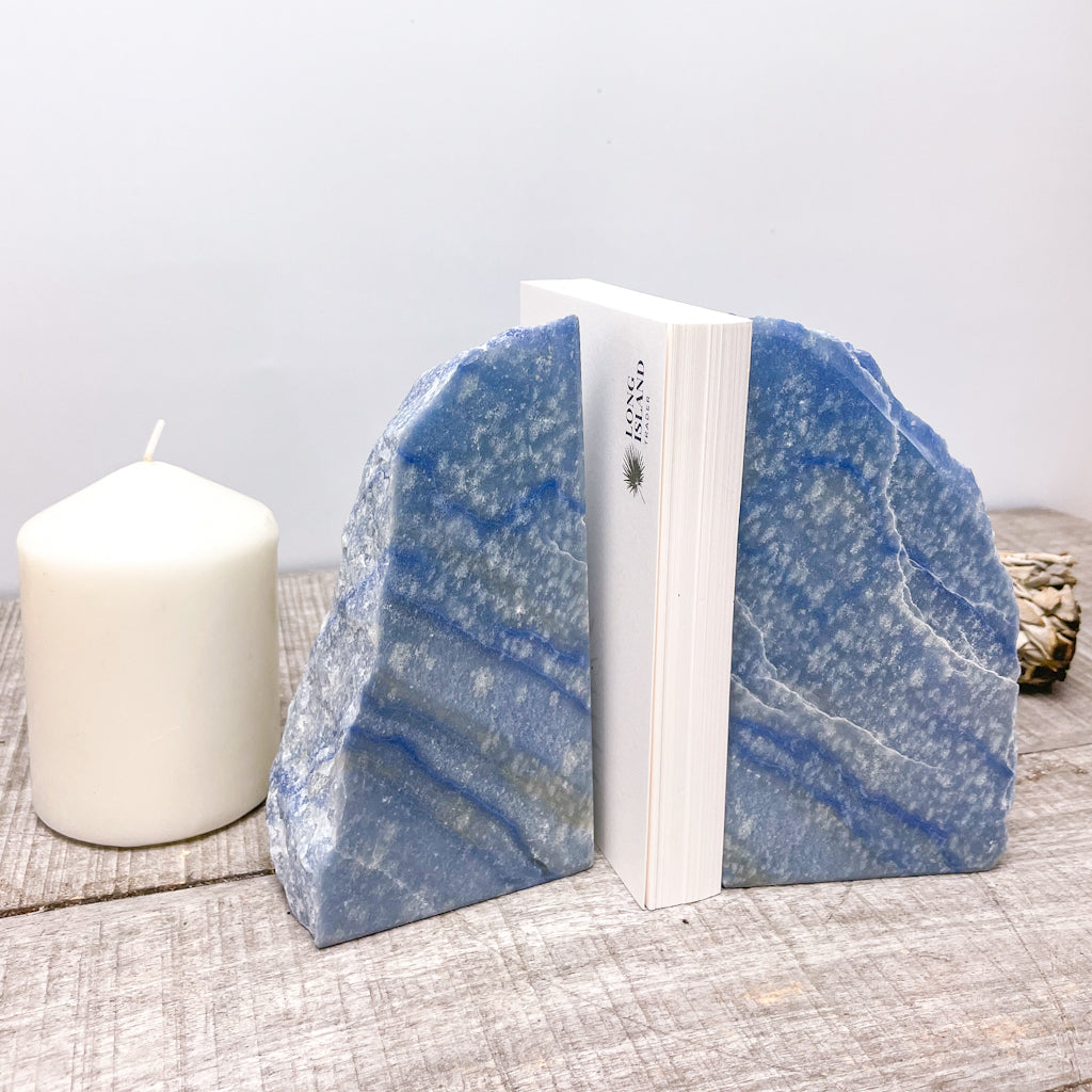 Blue aventurine crystal polished bookends 1.85kg