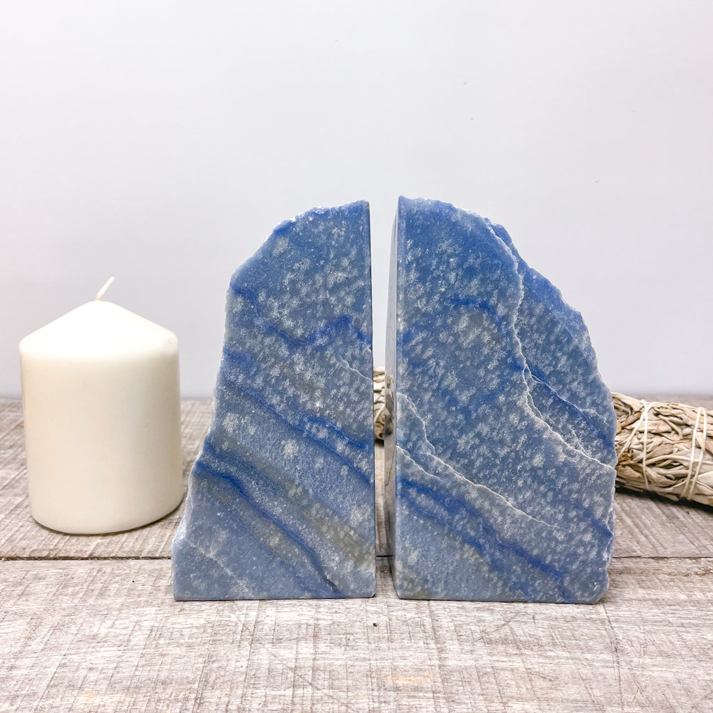 Blue aventurine crystal polished bookends 1.85kg