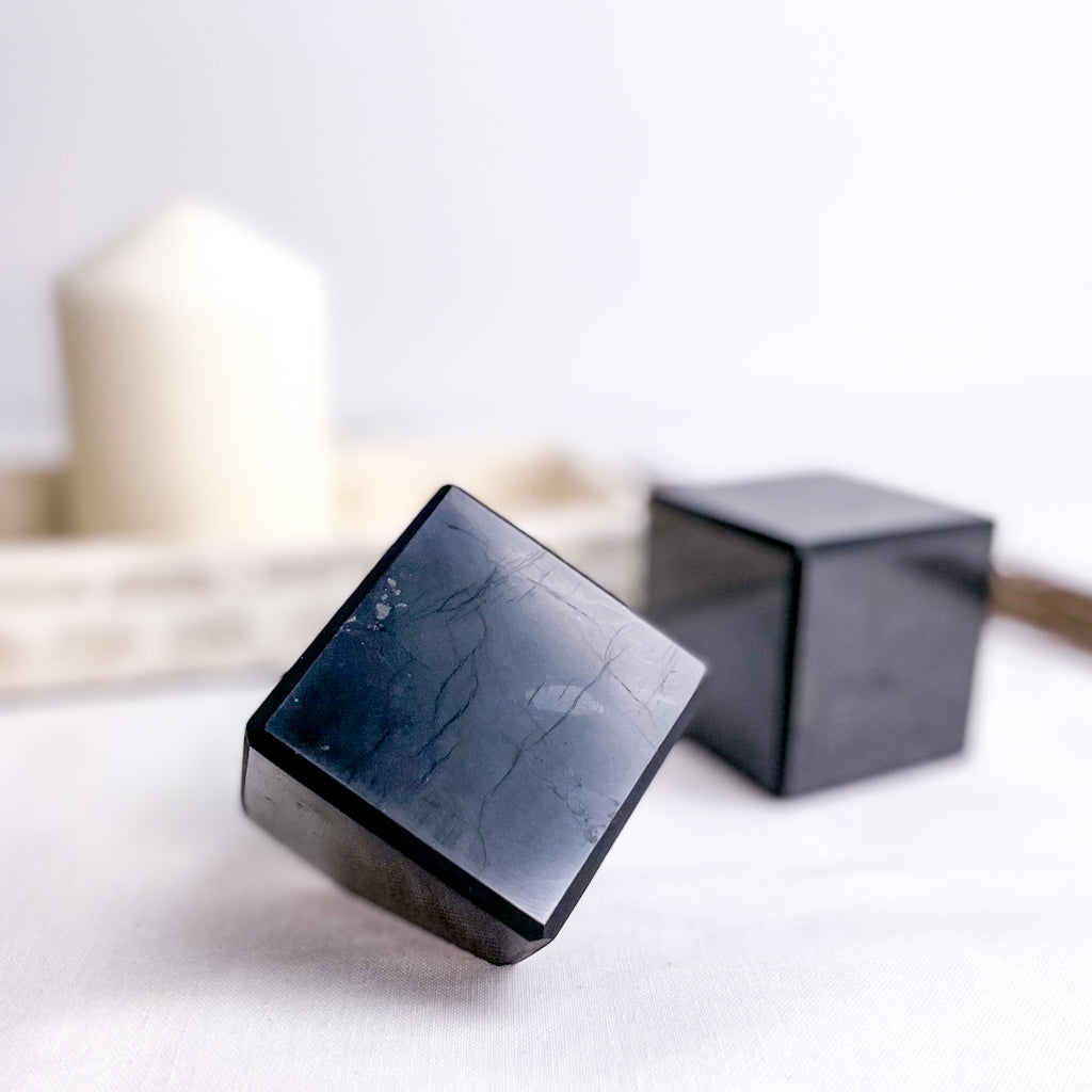 Shungite large crystal cube