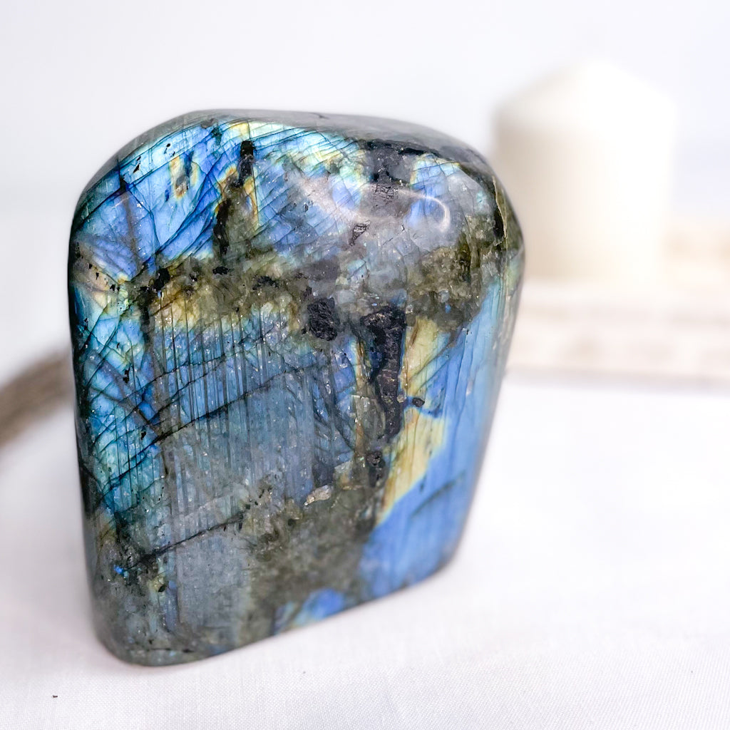 Labradorite crystal freeform bookend