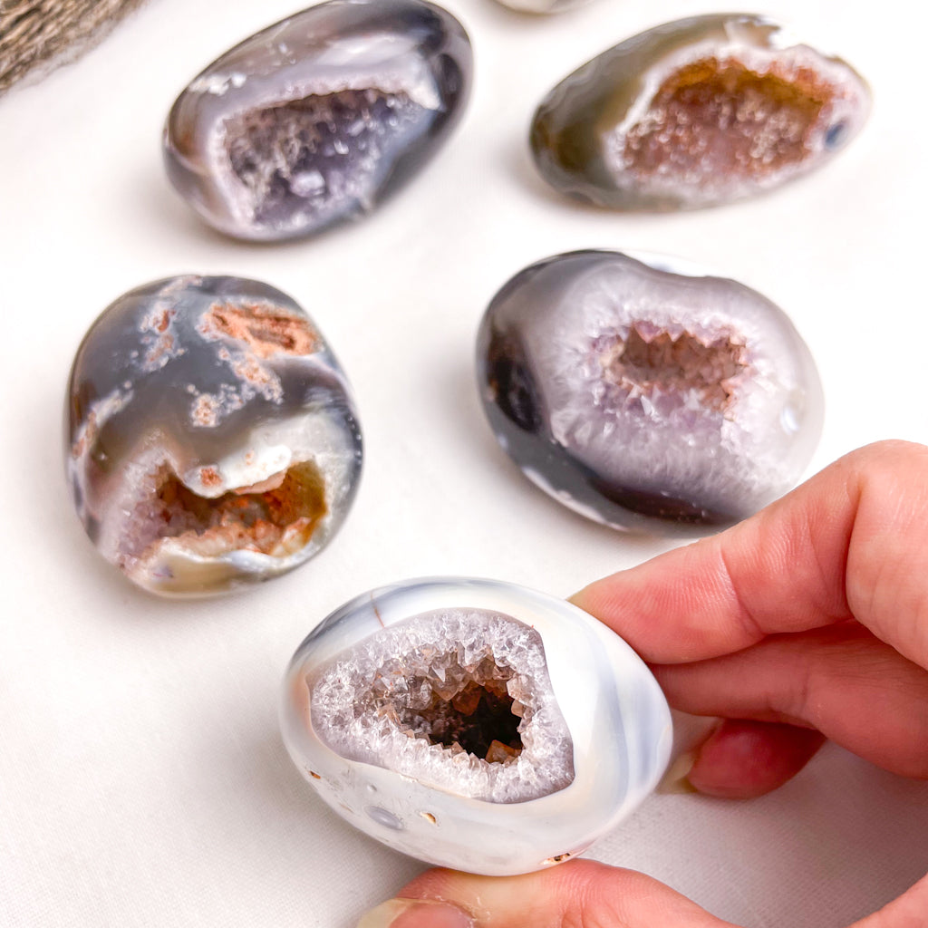 Orca Agate + Amethyst polished freeform crystal S