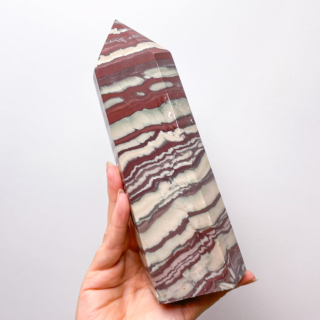 Zebra calcite + Aragonite crystal pillar tower 1.3kg XL