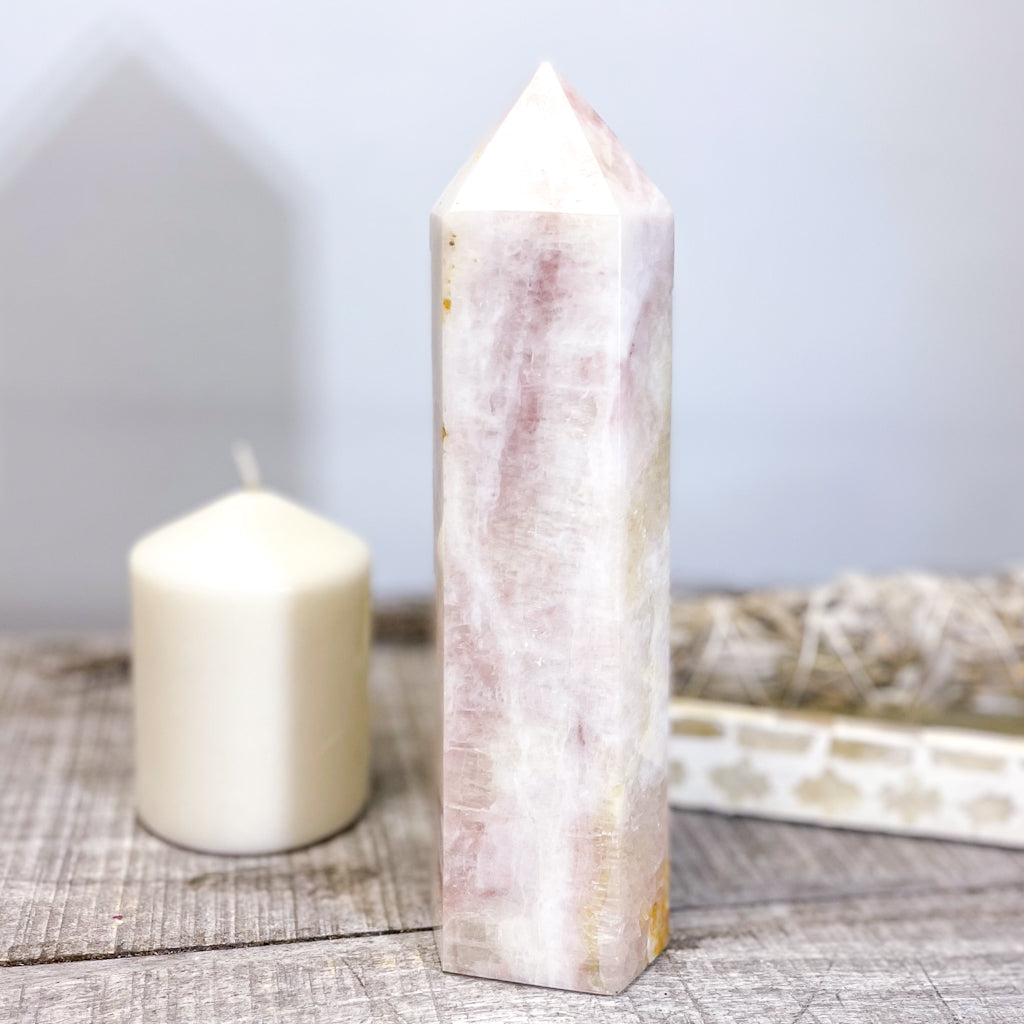 Rose calcite crystal pillar tower 1.3kg XL
