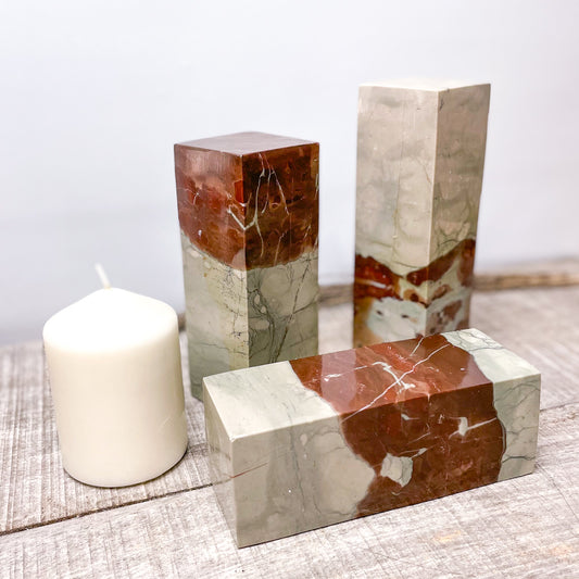 Picture jasper crystal pillar bookend