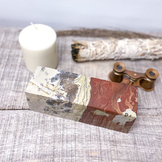 Picture jasper crystal brick pillar bookend 1.7kg