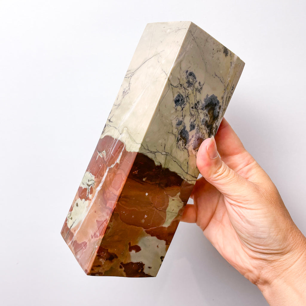 Picture jasper crystal brick pillar bookend 1.7kg