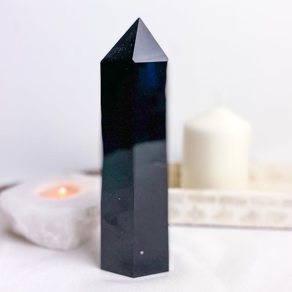Obsidian crystal point tower XL 18cm