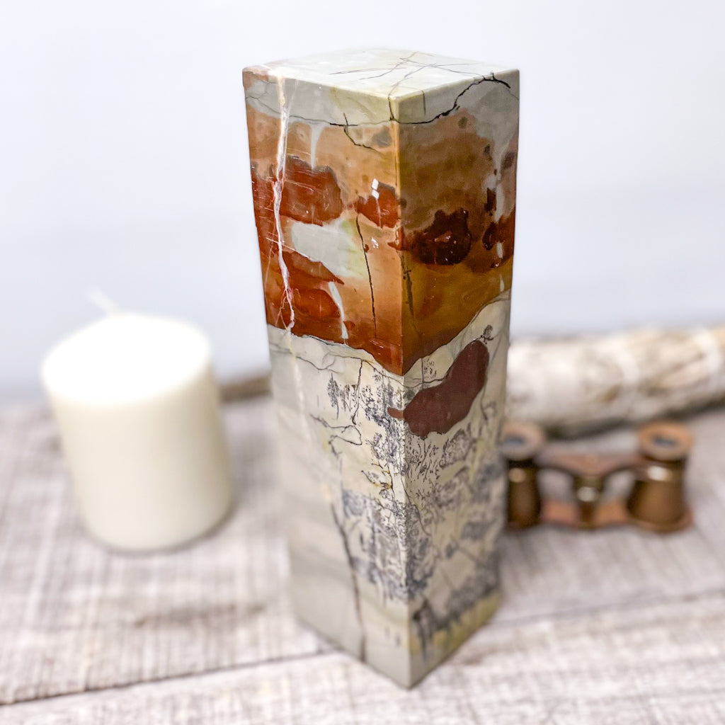 Picture jasper crystal pillar bookend 2kg