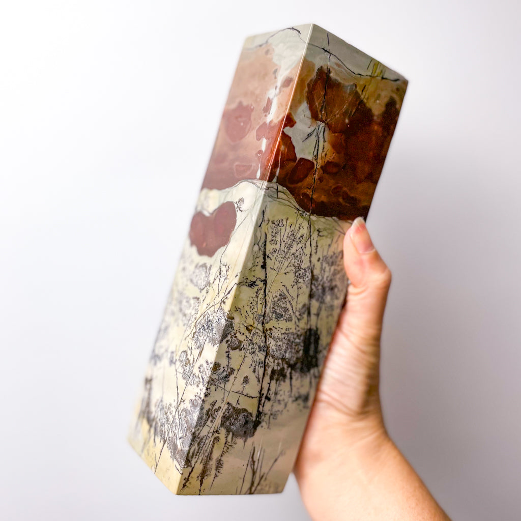 Picture jasper crystal pillar bookend 2kg