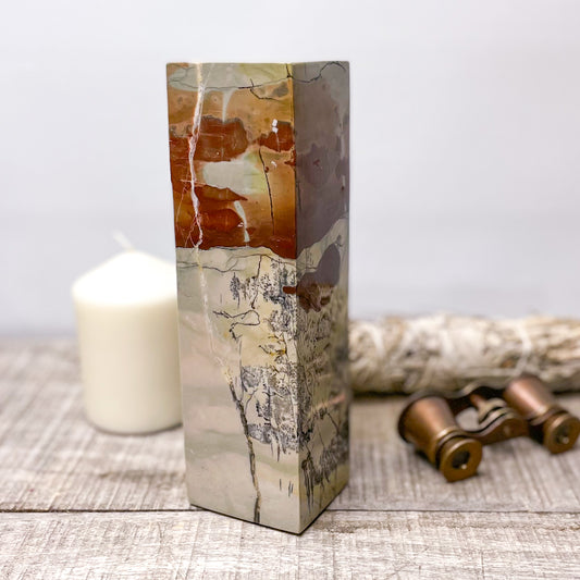 Picture jasper crystal pillar bookend 2kg