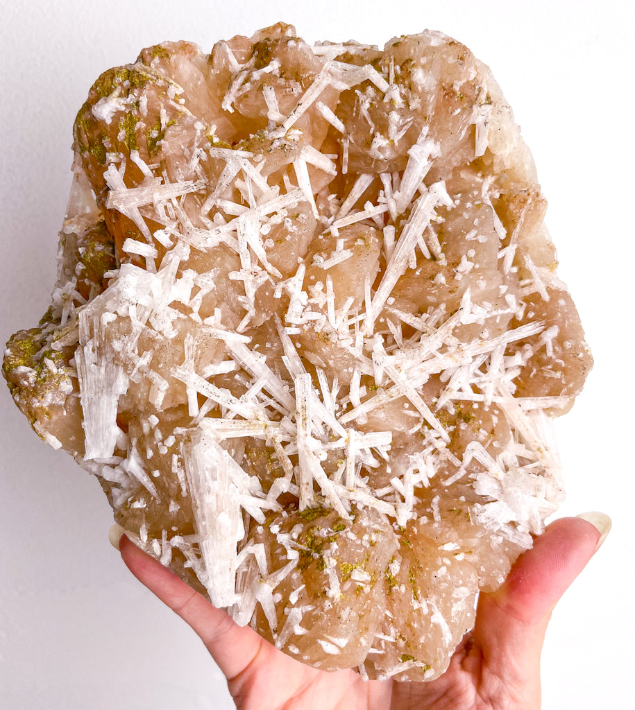 Peach stilbite + scolecite crystal cluster