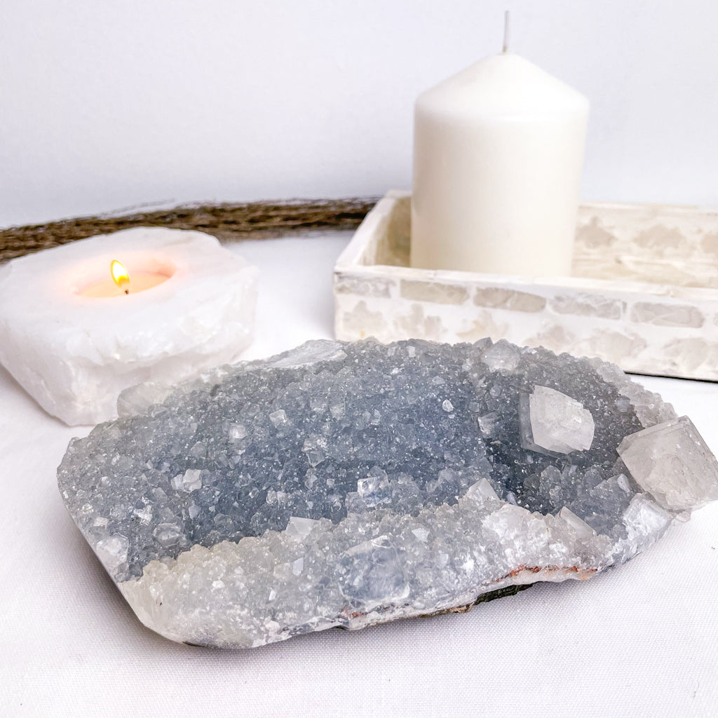 Apophyllite grey crystal cluster L