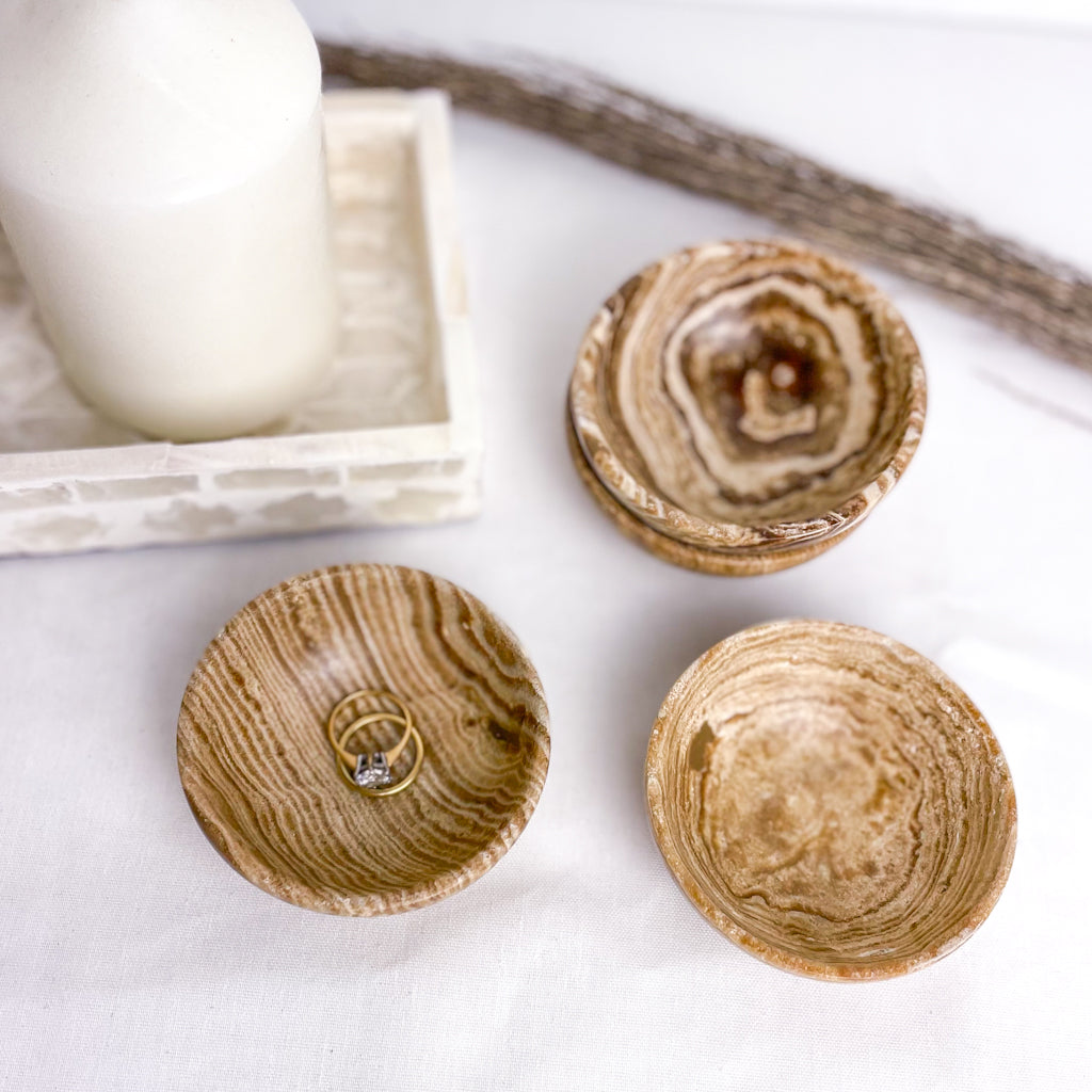 Aragonite crystal bowl