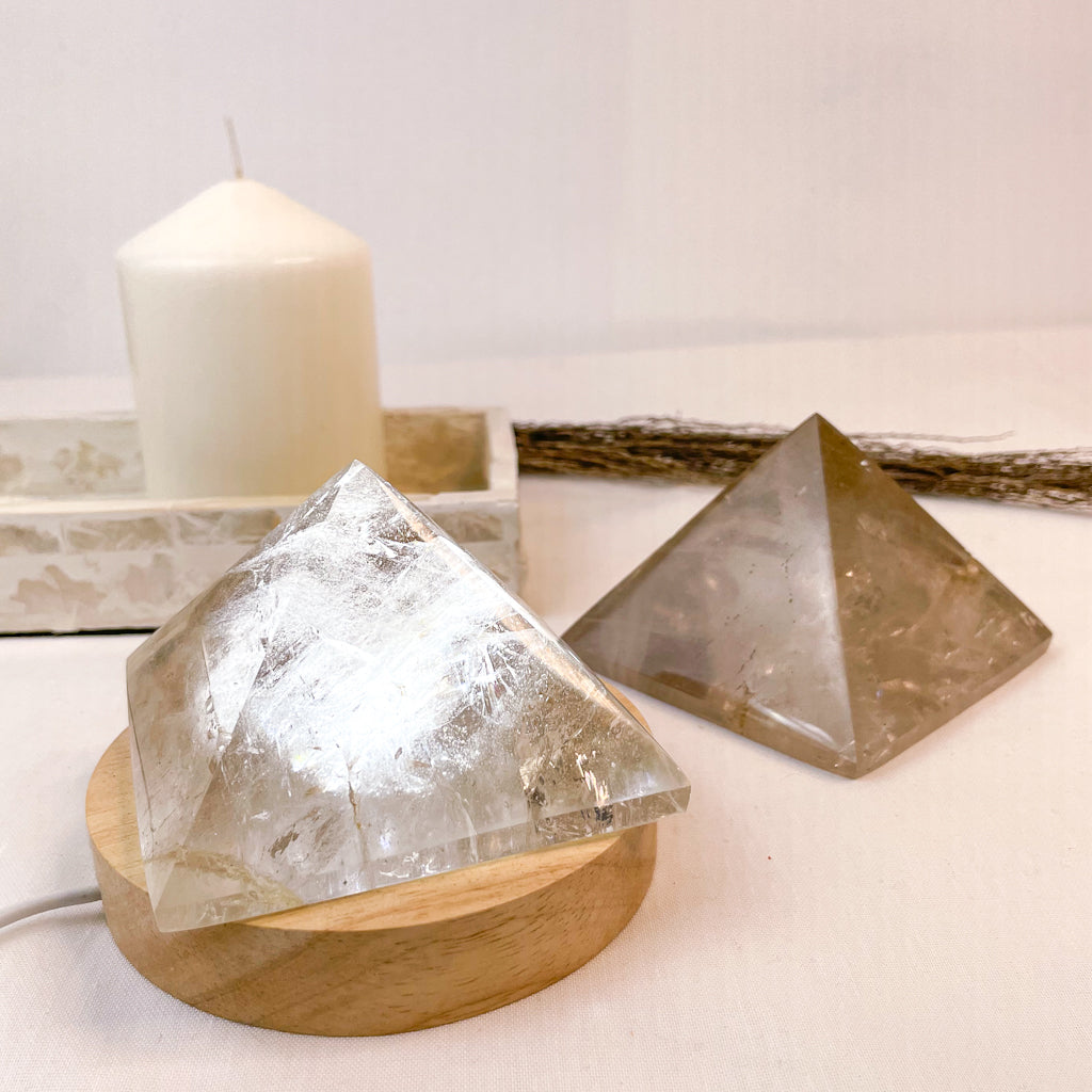 Smoky quartz with phantoms large crystal pyramid XL