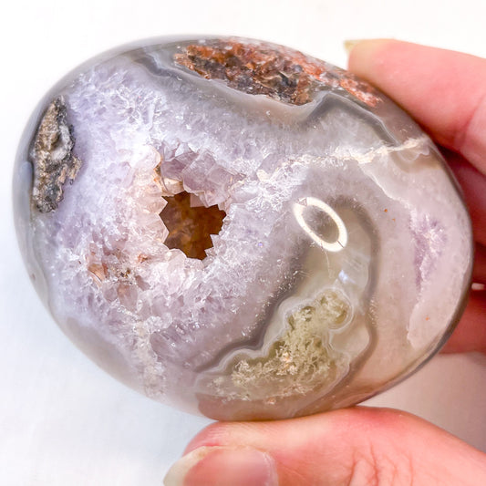 Orca Agate + Amethyst polished freeform crystal