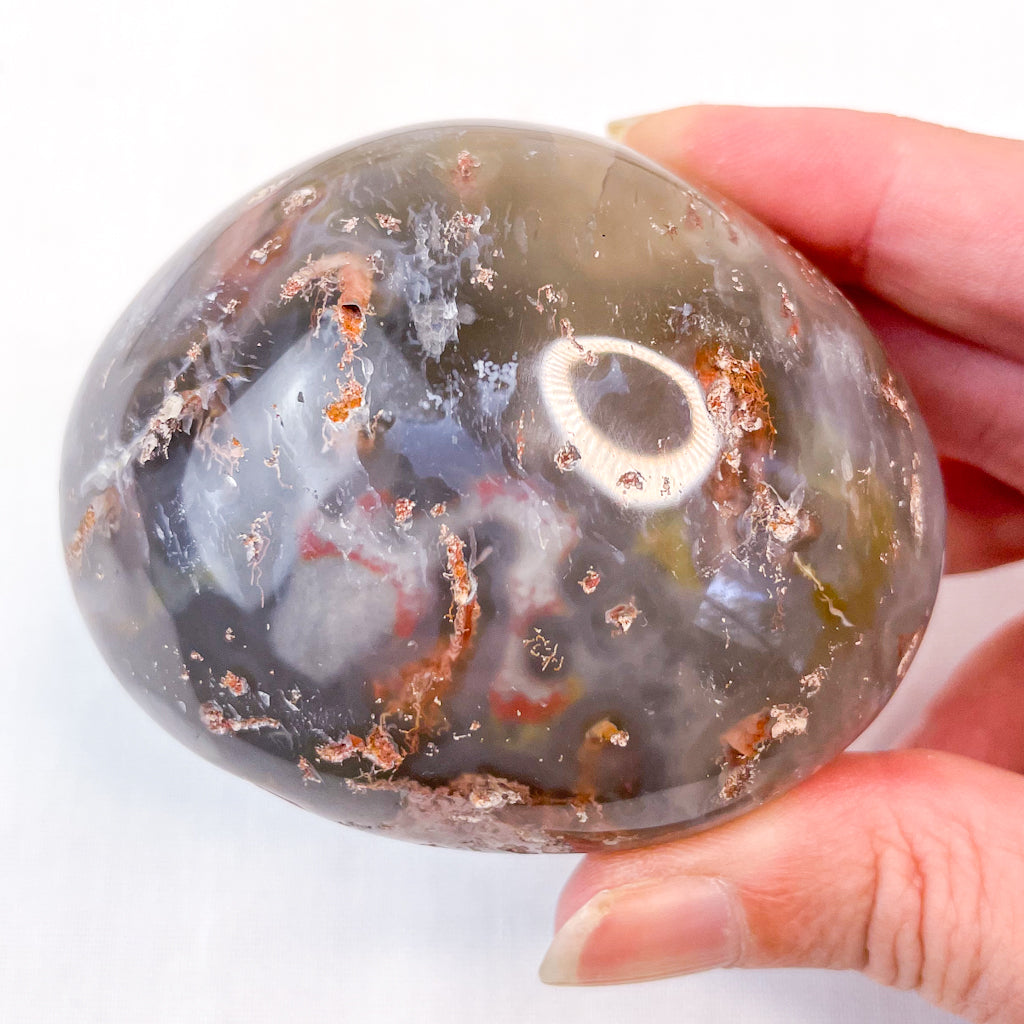 Orca Agate + Amethyst polished freeform crystal