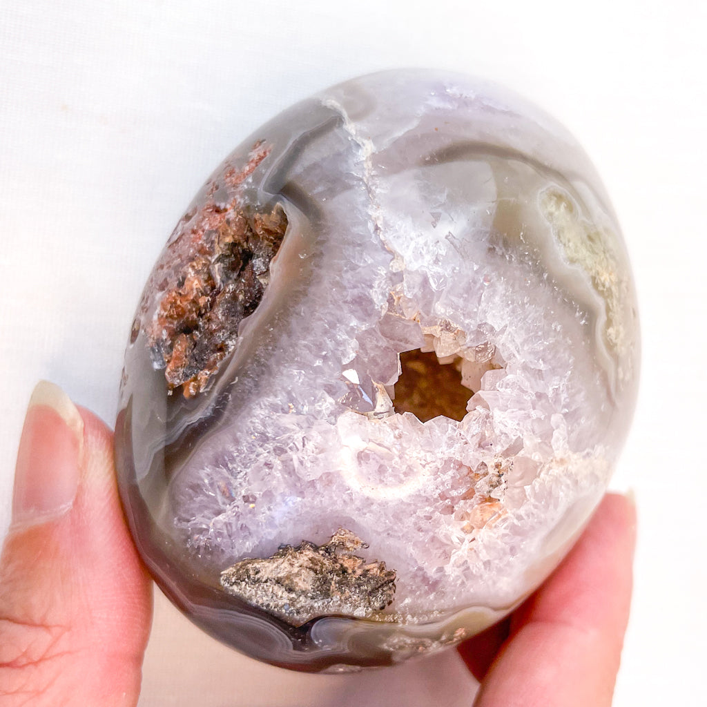 Orca Agate + Amethyst polished freeform crystal